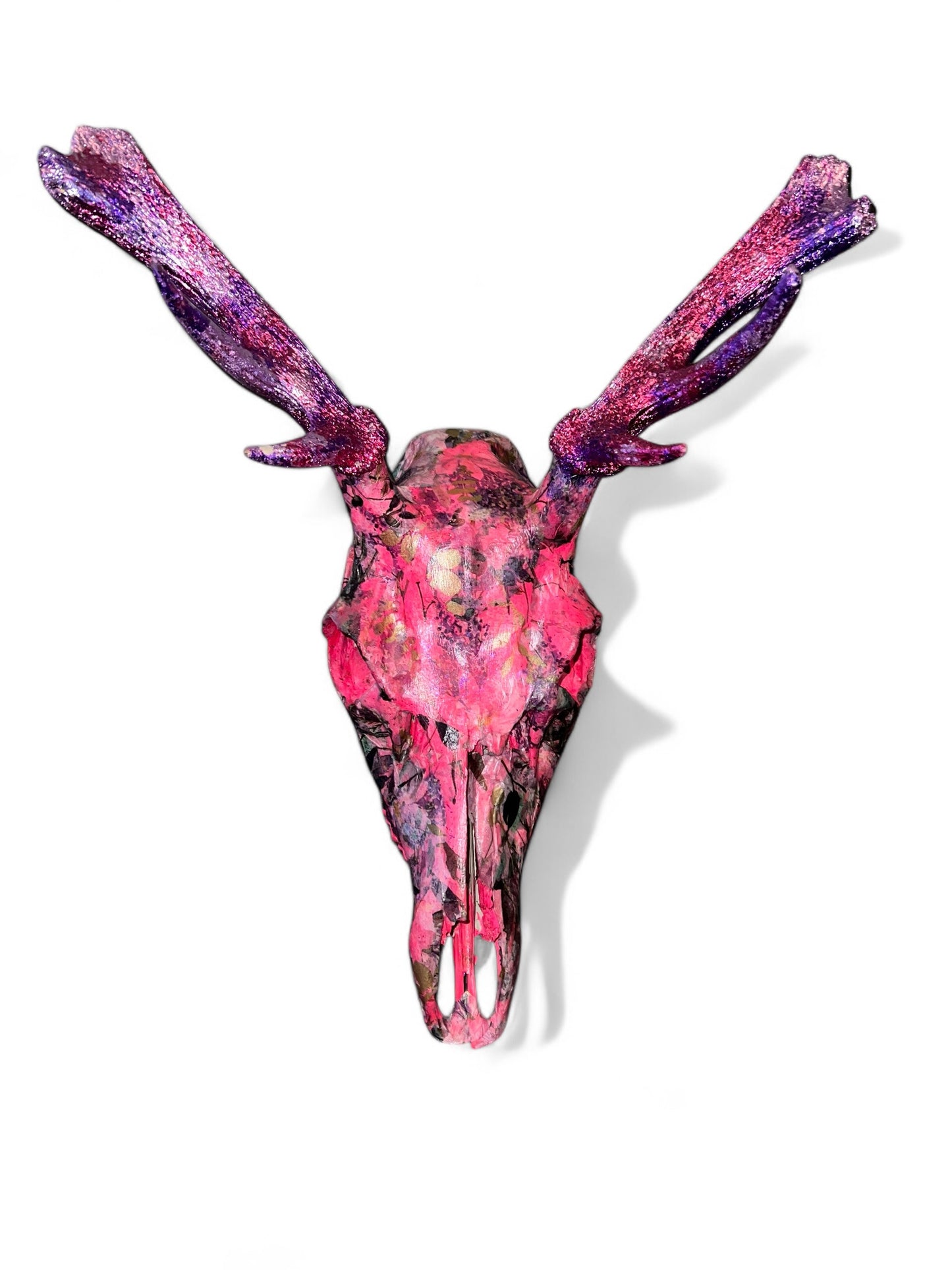 Scottish Pink Floral Deer Skull