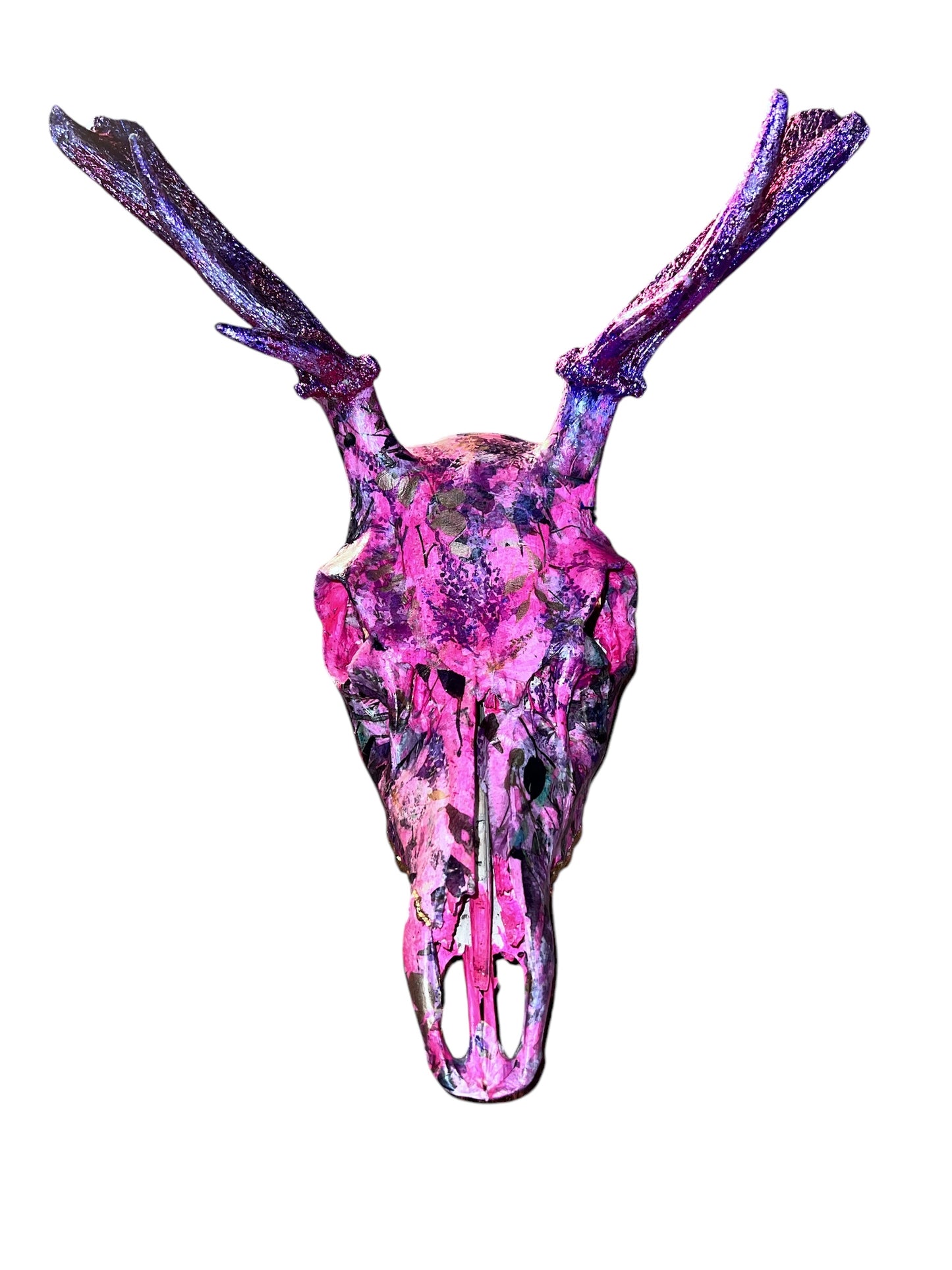 Scottish Pink Floral Deer Skull
