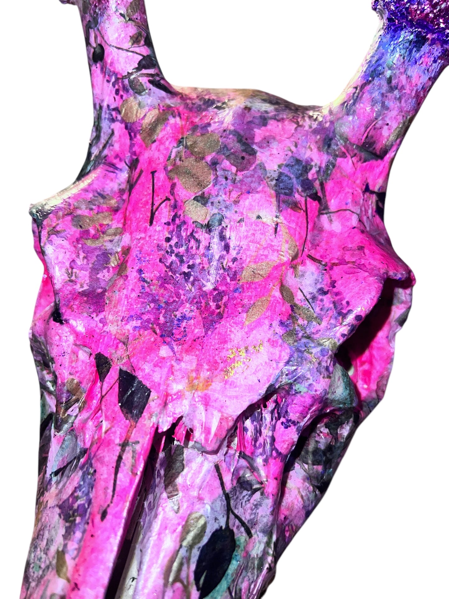 Scottish Pink Floral Deer Skull