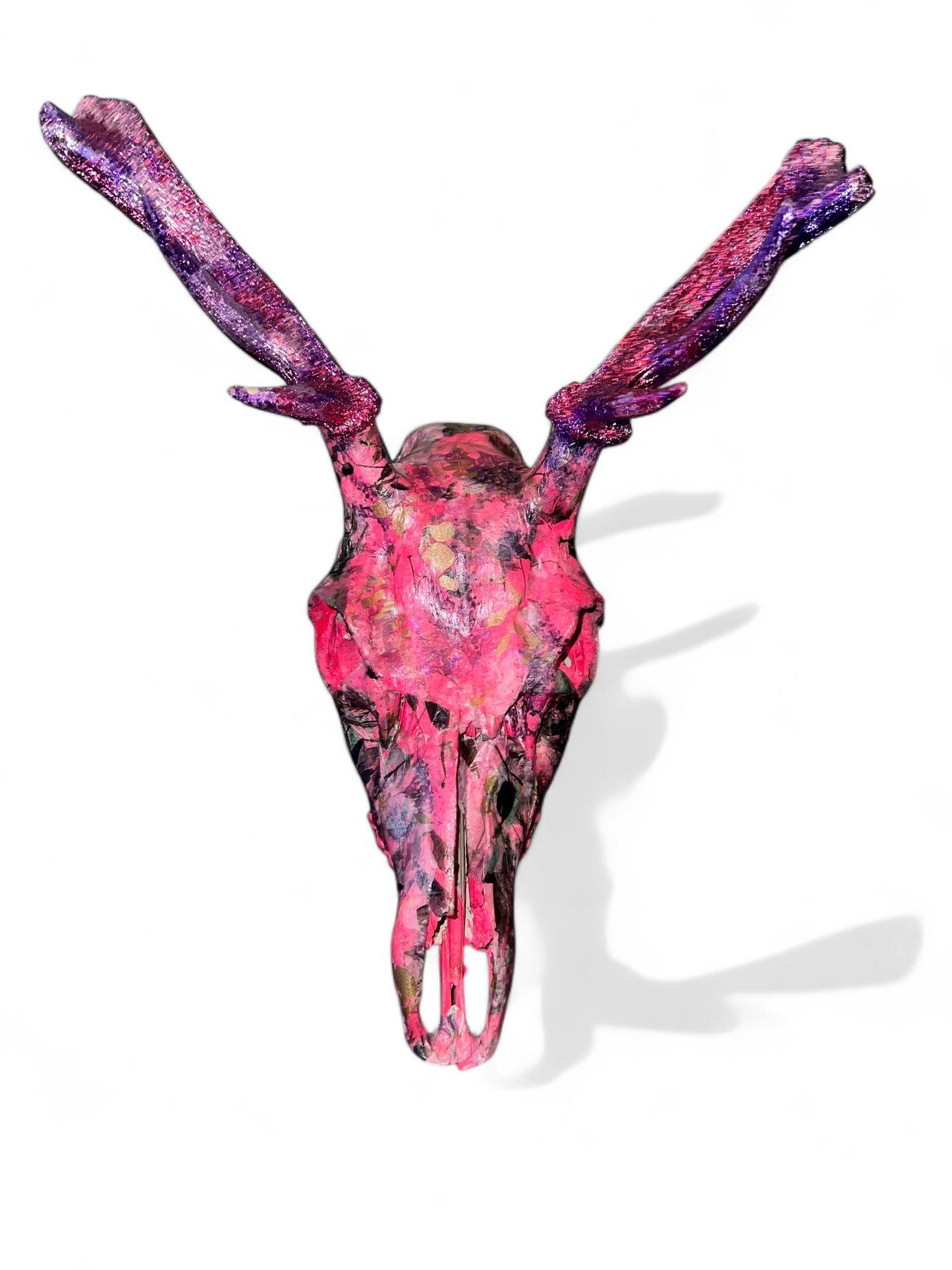 Scottish Pink Floral Deer Skull