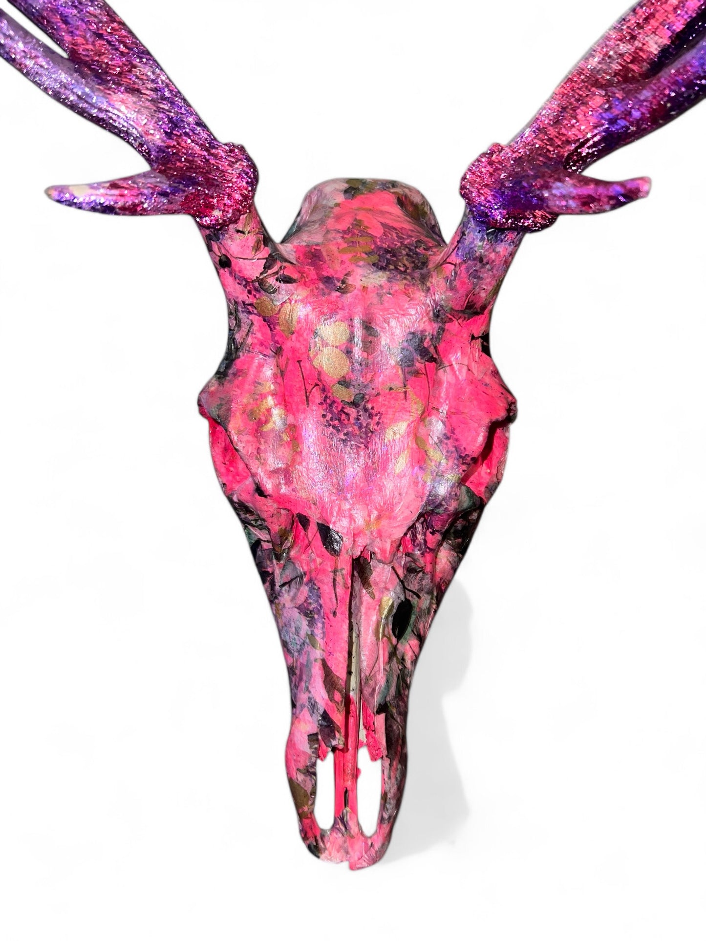 Scottish Pink Floral Deer Skull