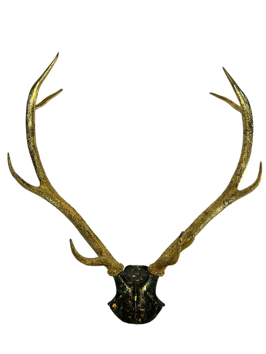 Large Green & Gold Deer Skull Cap